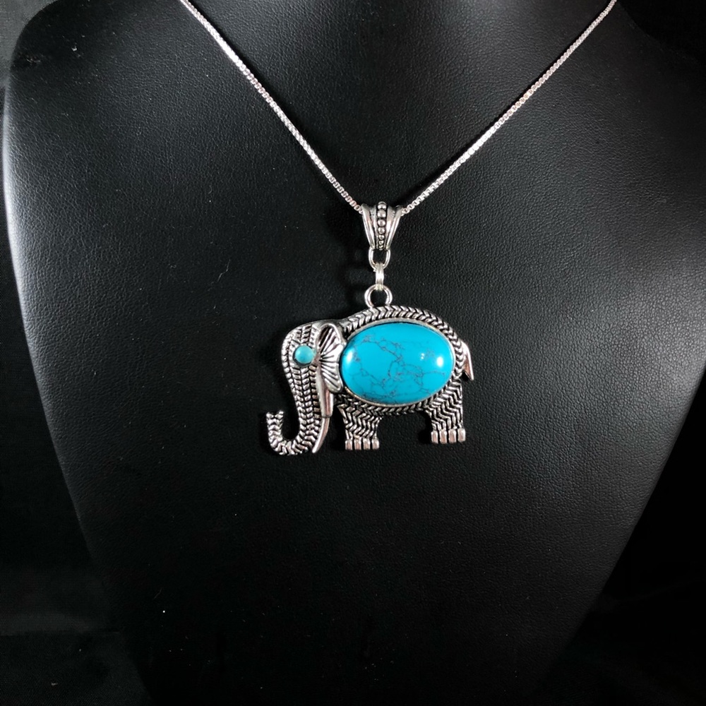 Tibetan Silver Turquoise Elephant C-1-26